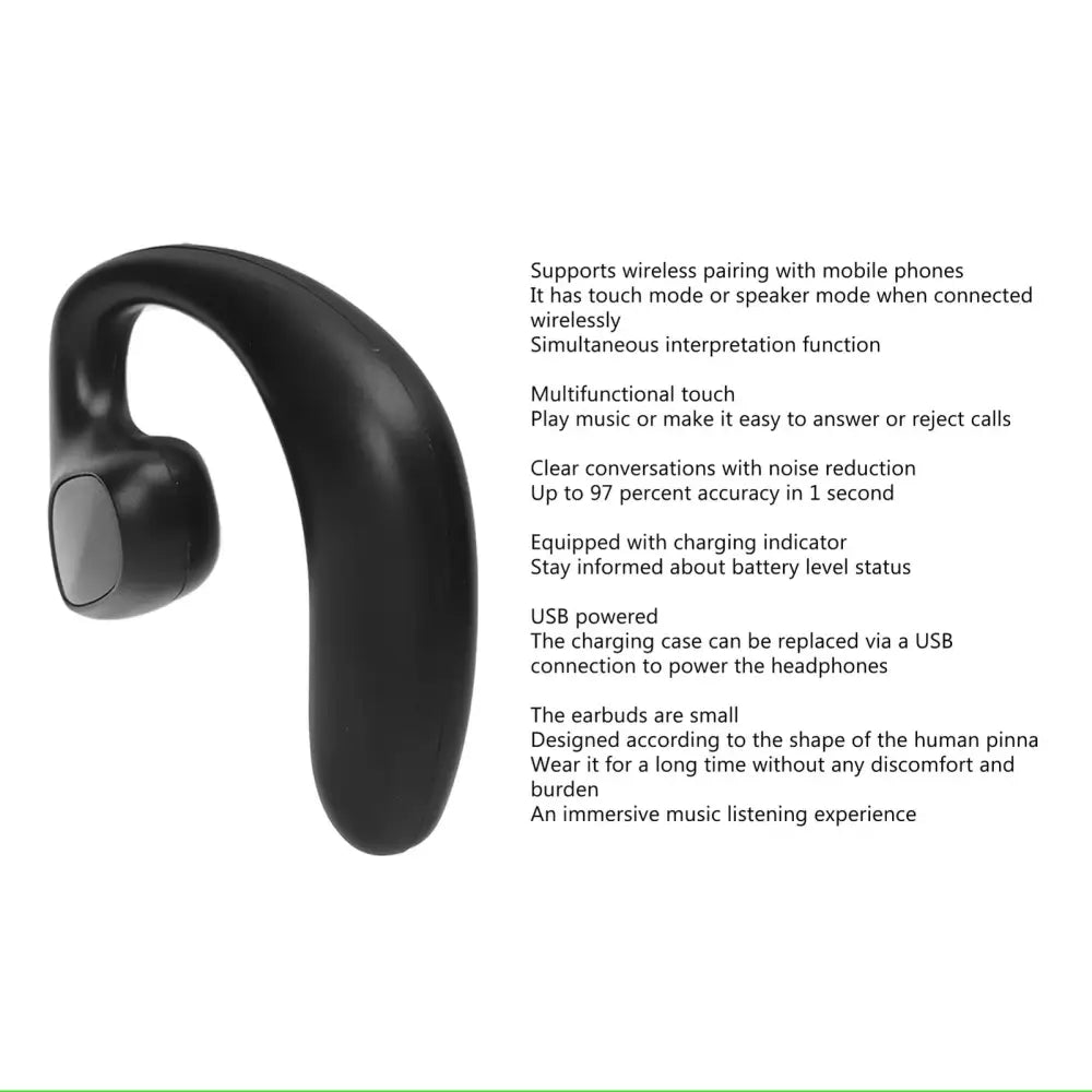 AI Language Translator Earbuds Black