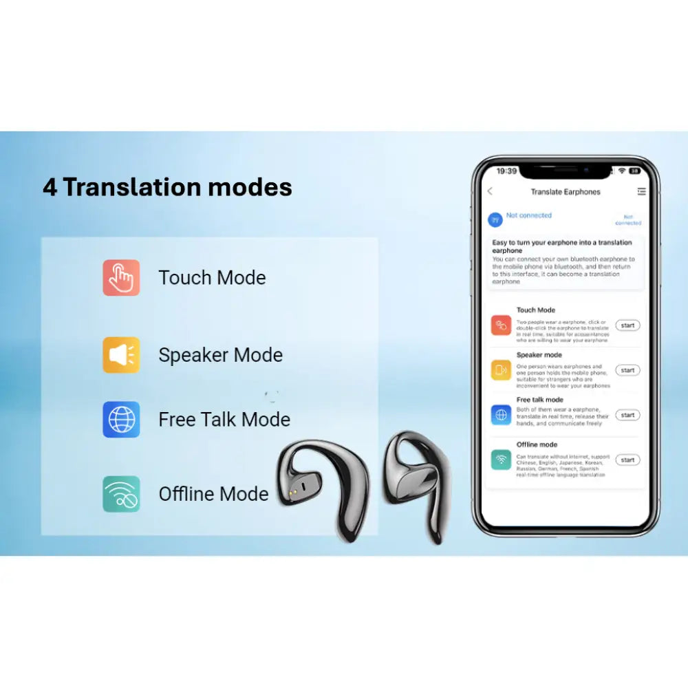 AI Language Translator Earbuds Black